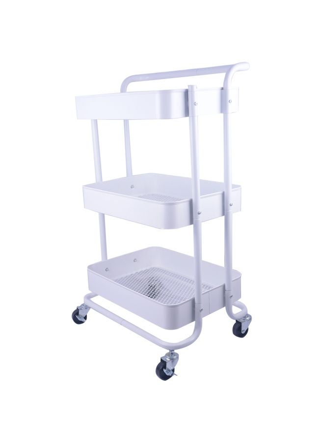 بن شيهون أبوعمر رف تخزين الخضراوات مزود بـ 3 رفوف وعجلات أبيض 72x40x28سم - Image 1