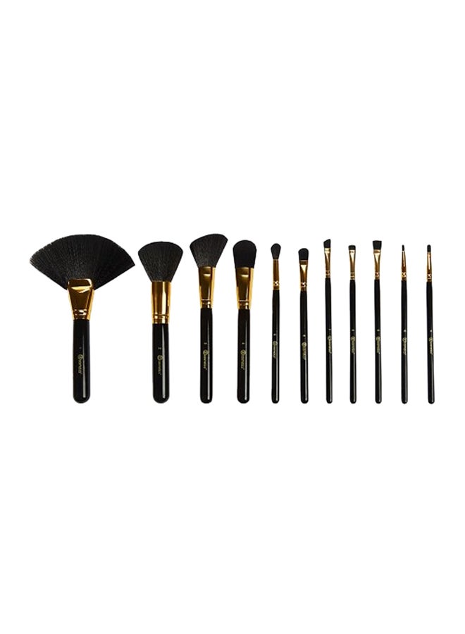 BH Cosmetics - 11-Piece Dot Collection Multi Use Brush Set With Storage Case Black/Gold - Image 1