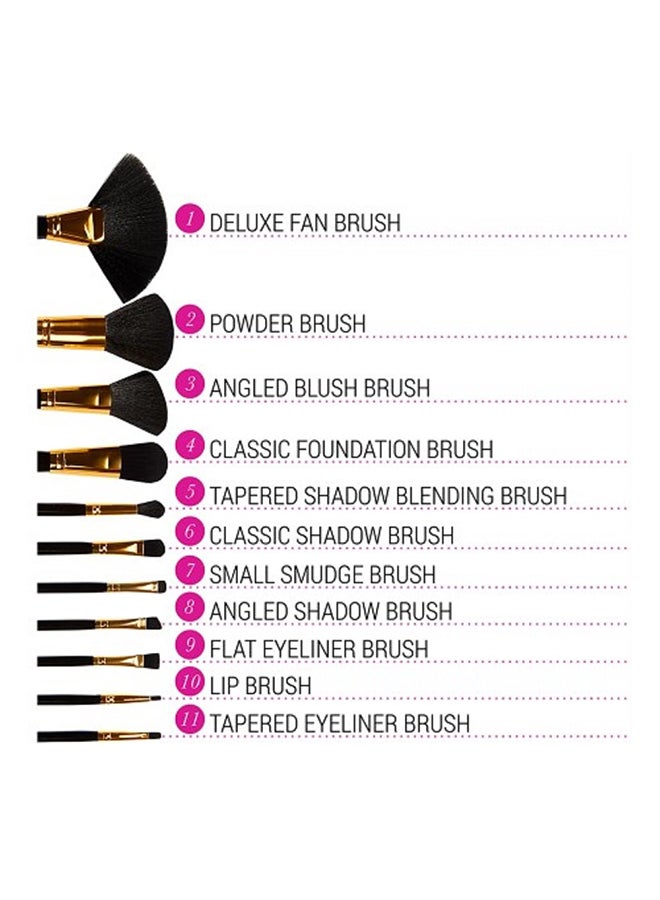 BH Cosmetics - 11-Piece Dot Collection Multi Use Brush Set With Storage Case Black/Gold - Image 1