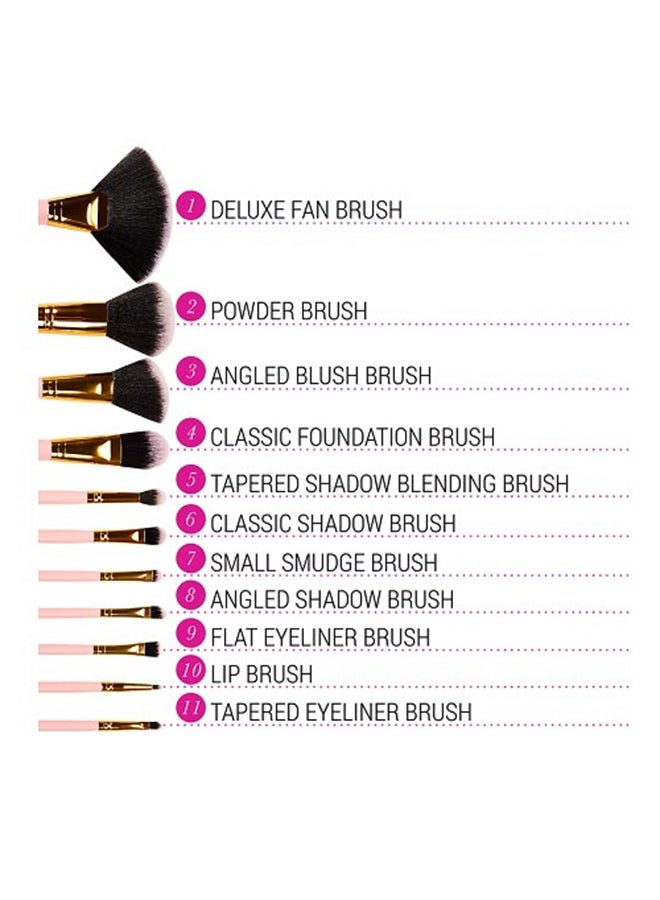 BH Cosmetics 11-Piece Makeup Brush Set Dotted Bag Pink  - Image 4