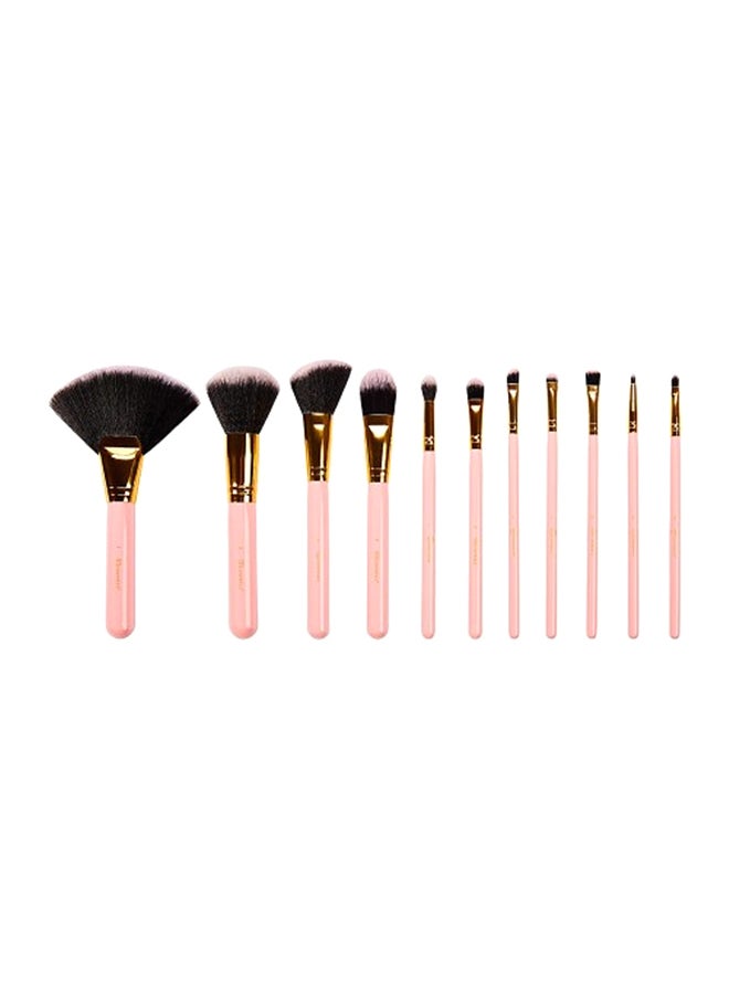 BH Cosmetics 11-Piece Makeup Brush Set Dotted Bag Pink  - Image 3