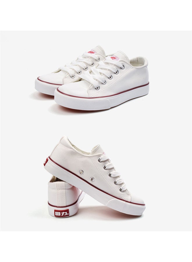 Casual Lace Up Low Top Sneakers White - Image 2