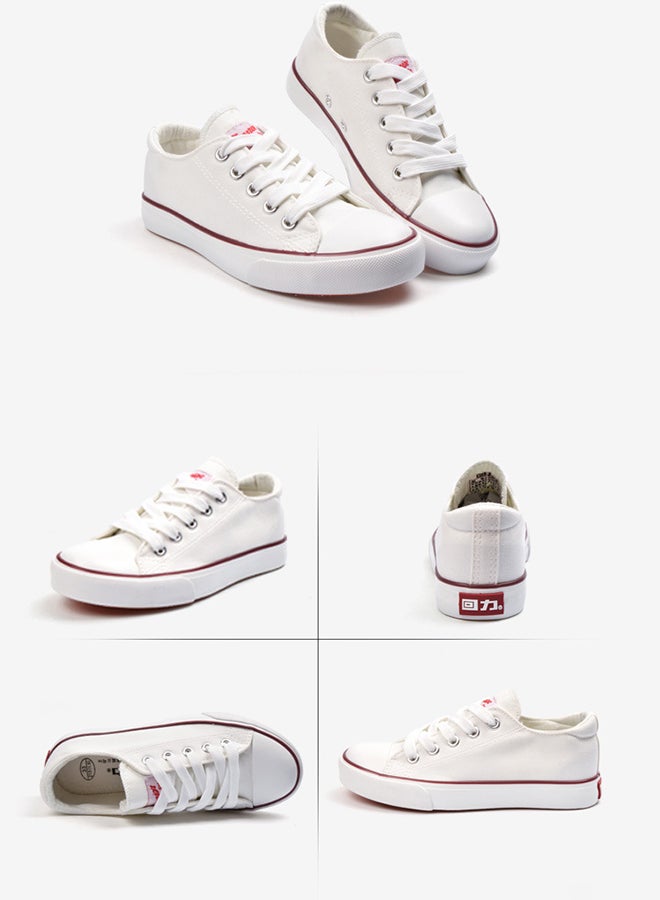 Casual Lace Up Low Top Sneakers White - Image 3