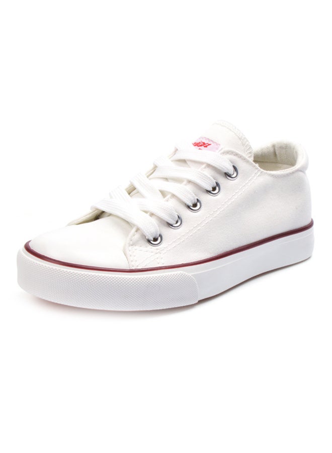 Casual Lace Up Low Top Sneakers White - Image 1
