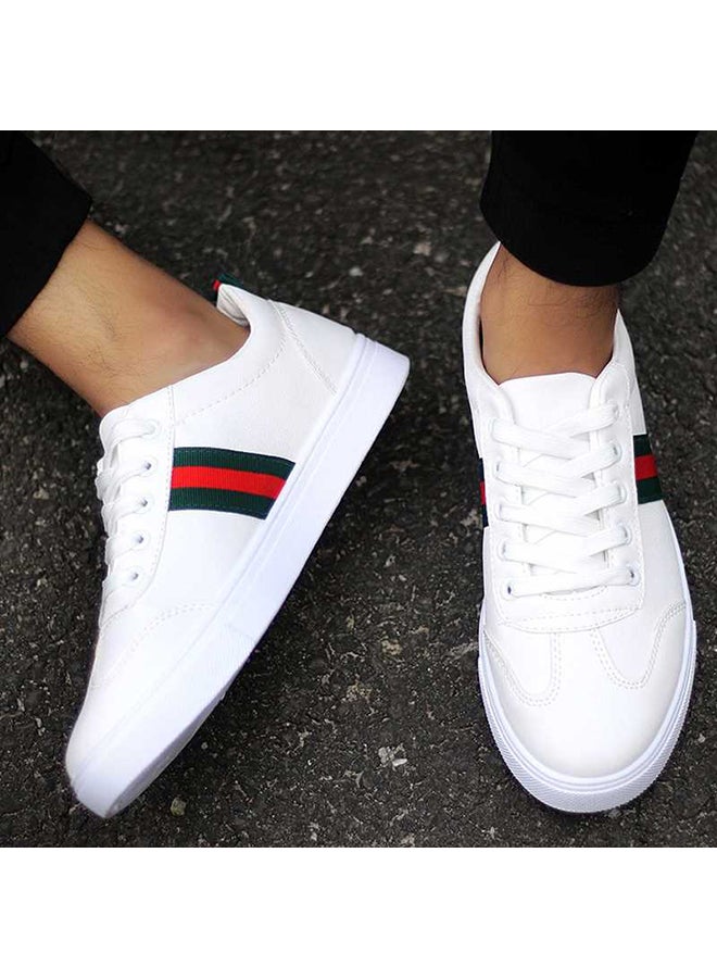 Casual Lace Up Low Top Sneakers White  - Image 3