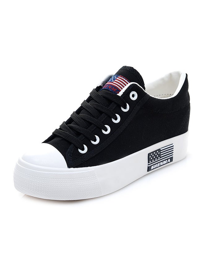 Casual Lace Up Low Top Sneakers White  - Image 1