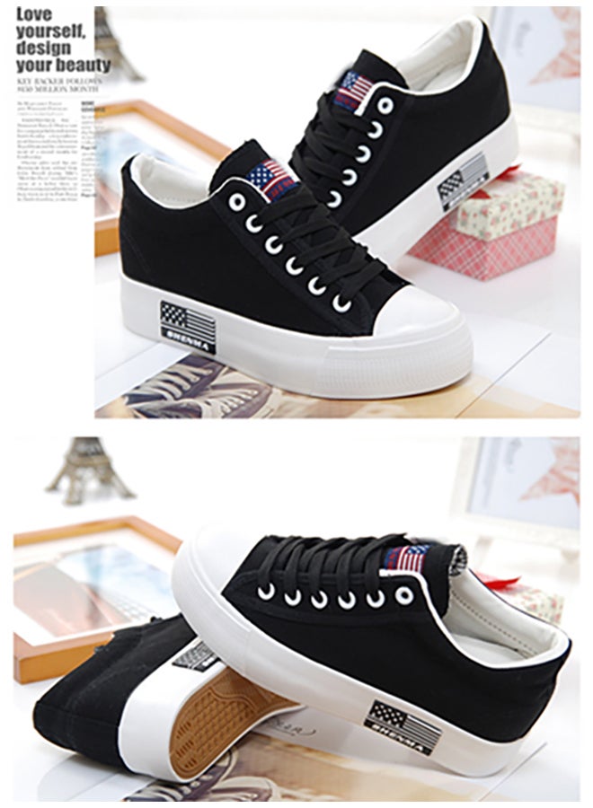 Casual Lace Up Low Top Sneakers White  - Image 3