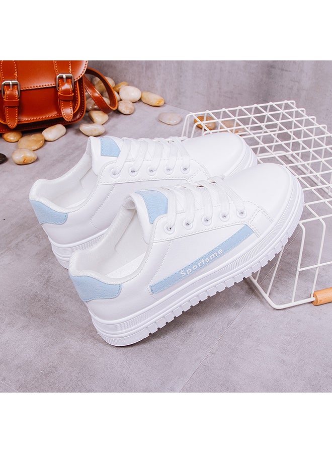 Casual Lace Up Low Top Sneakers White  - Image 4