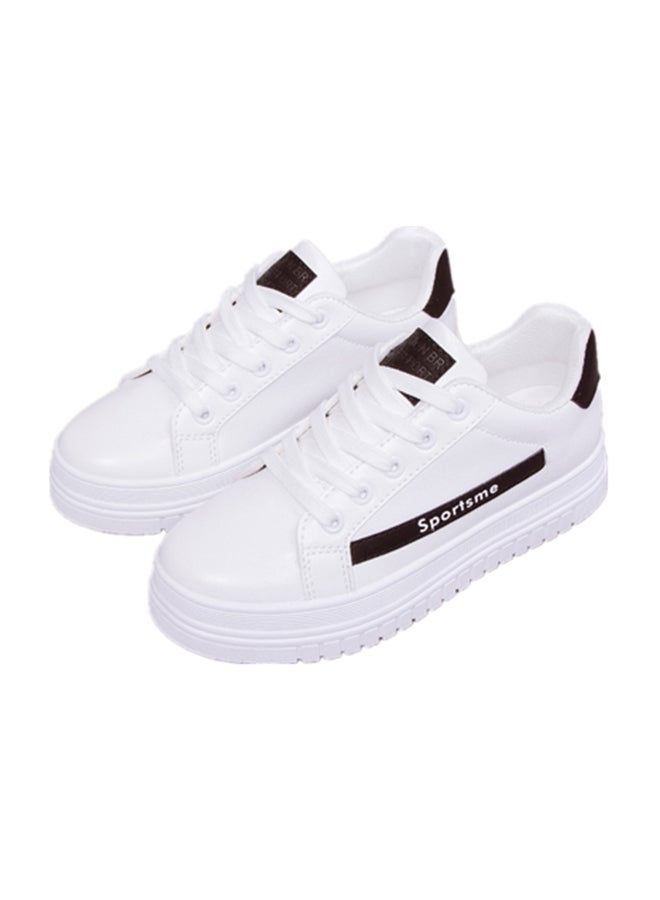 Casual Lace Up Low Top Sneakers White  - Image 1