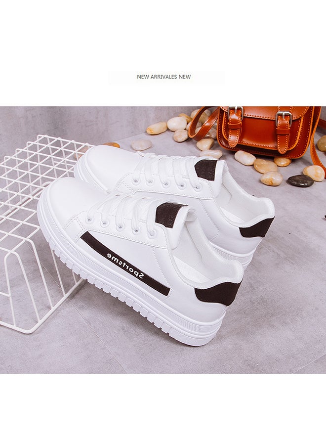 Casual Lace Up Low Top Sneakers White  - Image 4