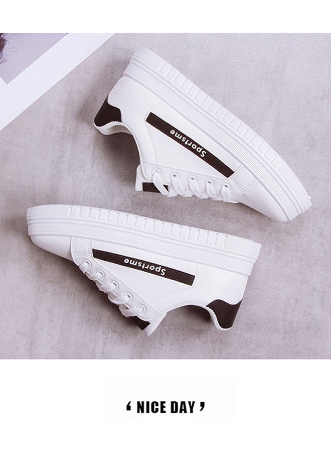 Casual Lace Up Low Top Sneakers White  - Image 3