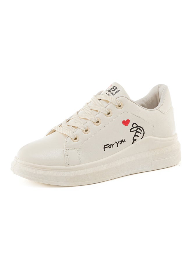 Casual Lace Up Low Top Sneakers Yellow  - Image 1