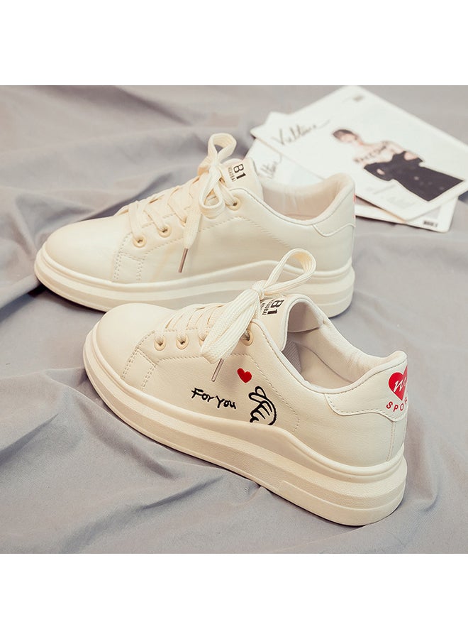 Casual Lace Up Low Top Sneakers Yellow  - Image 2
