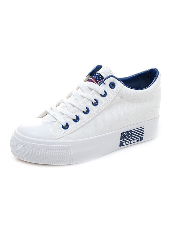 Casual Lace Up Low Top Sneakers White  - Image 1