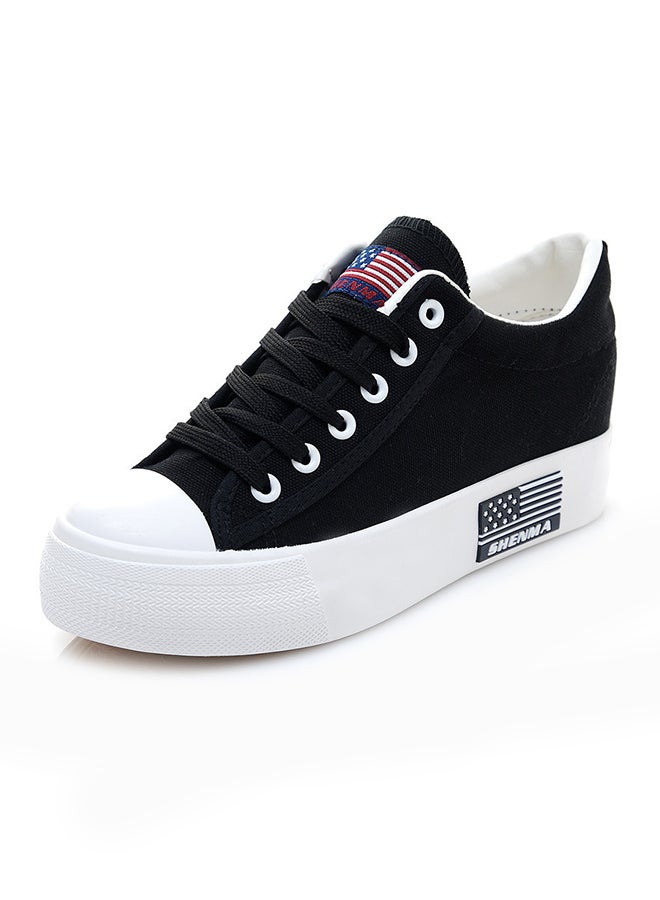 Casual Lace Up Low Top Sneakers Black  - Image 1