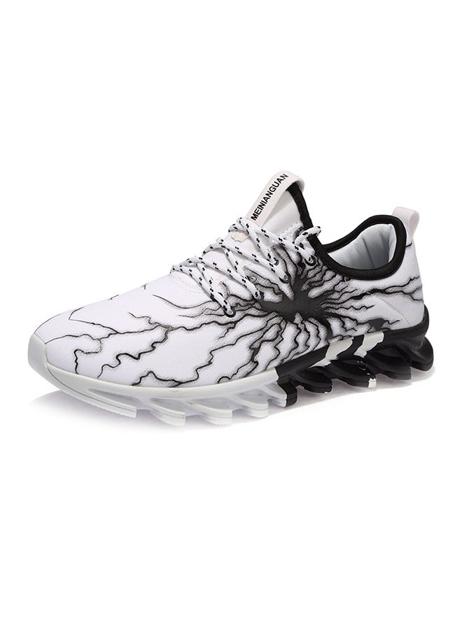Casual Lace Up Trainers White/Black - Image 1