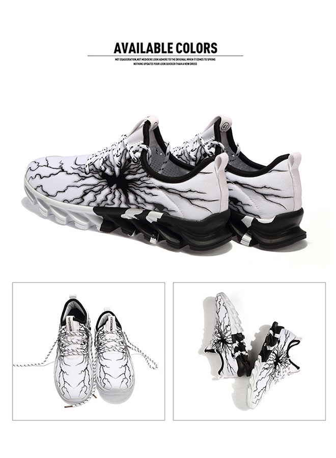 Casual Lace Up Trainers White/Black - Image 2