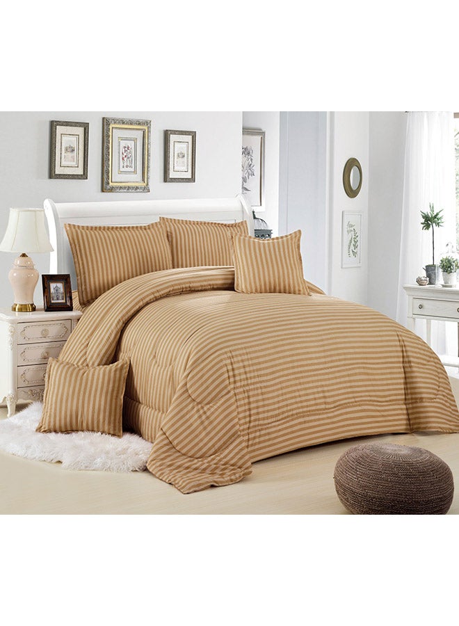 Libai 6 Pieces Comforter Set Fabric Brown/Gold 