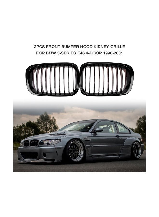 Generic 2-Piece Replacement Front Bumper Hood Kidney Grille For BMW 3-Series E46 4-Door 1998-2001  - Image 5