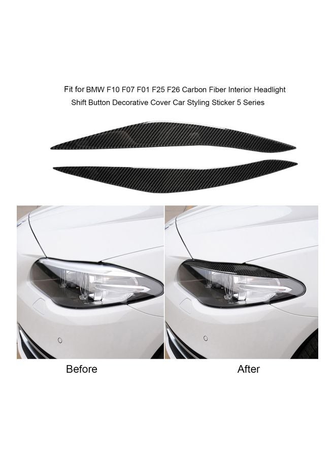2-Piece Carbon Fiber Headlight Eyebrow Eyelids For BMW F10 5 Series 2010-2013 - Image 2