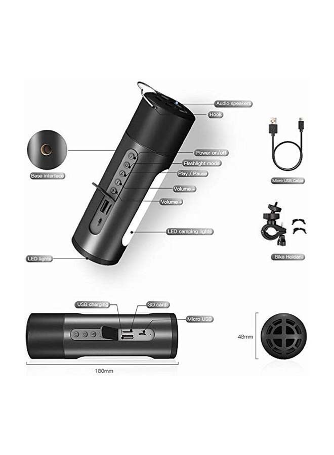 مكبر صوت بلوتوث مقاوم للماء 4×1 مع باور بنك مدمج رمادي/أسود