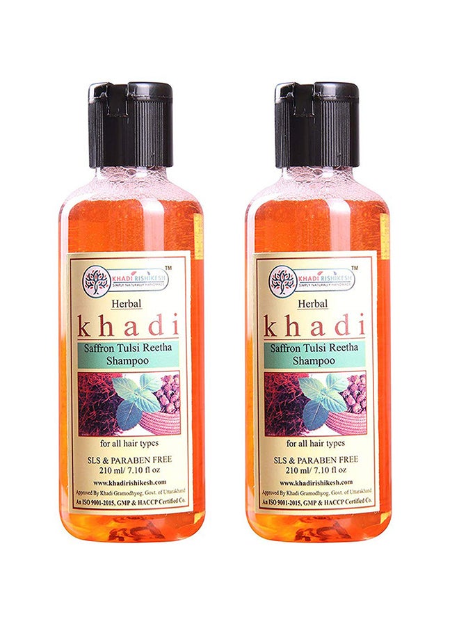 خادي ريشيخش مجموعة شامبو عشبي بالزعفران والتولسي والريثا من خادي ريشيكش مكونة من قطعتين 210ملليلتر - Image 1