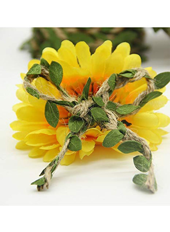 Amlrt Pack Of 2  Burlap Leaf Ribbon Artificial Vine Green/Beige 5mm - Image 3