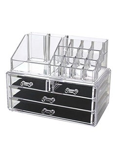 Plastic Acrylic Multi Grid Makeup Organizer 9.4x7.5x5.9 Inch Clear