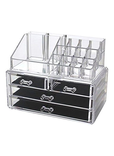 Plastic Acrylic Multi Grid Makeup Organizer 9.4x7.5x5.9 Inch Clear