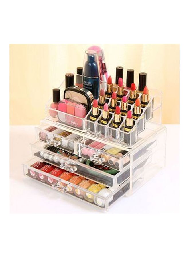 Generic - Plastic Acrylic Multi Grid Makeup Organizer 9.4x7.5x5.9 Inch Clear - Image 1