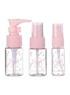3-Piece Empty Travel Size Lotion Bottles Clear/Pink