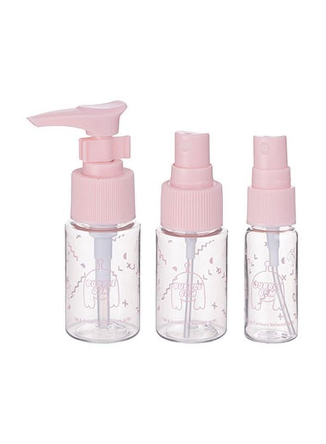 Miniso - 3-Piece Empty Travel Size Lotion Bottles Clear/Pink - Image 1