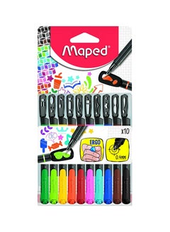 Maped Pack Of 10 Graph Mania Porous Point Pen With Stencil Cap Multicolour  - Image 1
