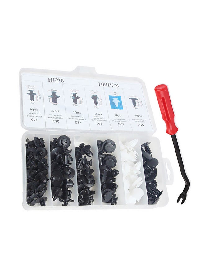 Generic 100-Piece Car Retainer Trim Clip Set With Removal Tool  - Image 1