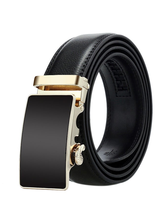 Generic Genuine Leather Belt With Automatic Locking Buckle Black/Gold 