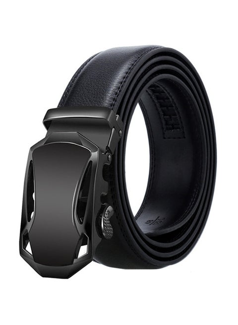Genuine Leather Belt With Automatic Locking Buckle Black