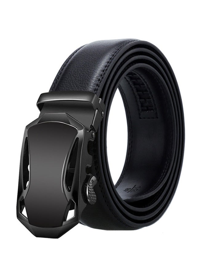 Genuine Leather Belt With Automatic Locking Buckle Black 