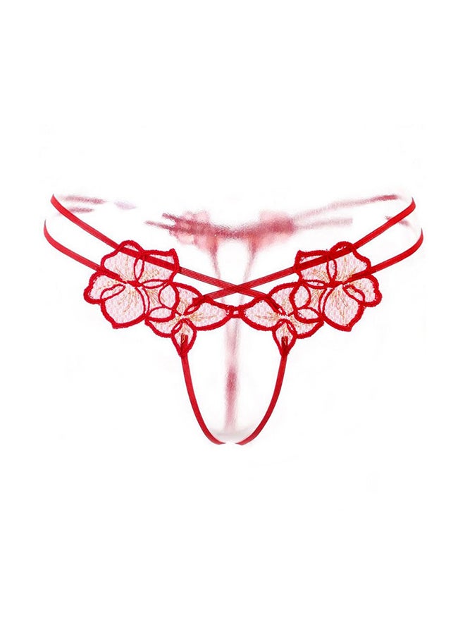 Generic Temptation Open File Thong Red/Clear  - Image 1