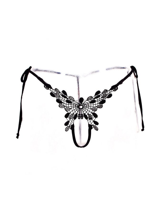 Generic - Temptation Open File Thong Black/Clear - Image 1