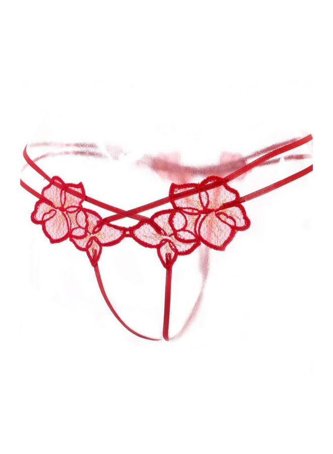 Generic Temptation Open File Thong Red/Clear  - Image 3