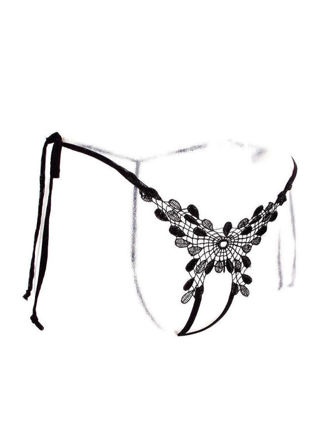 Generic - Temptation Open File Thong Black/Clear - Image 1