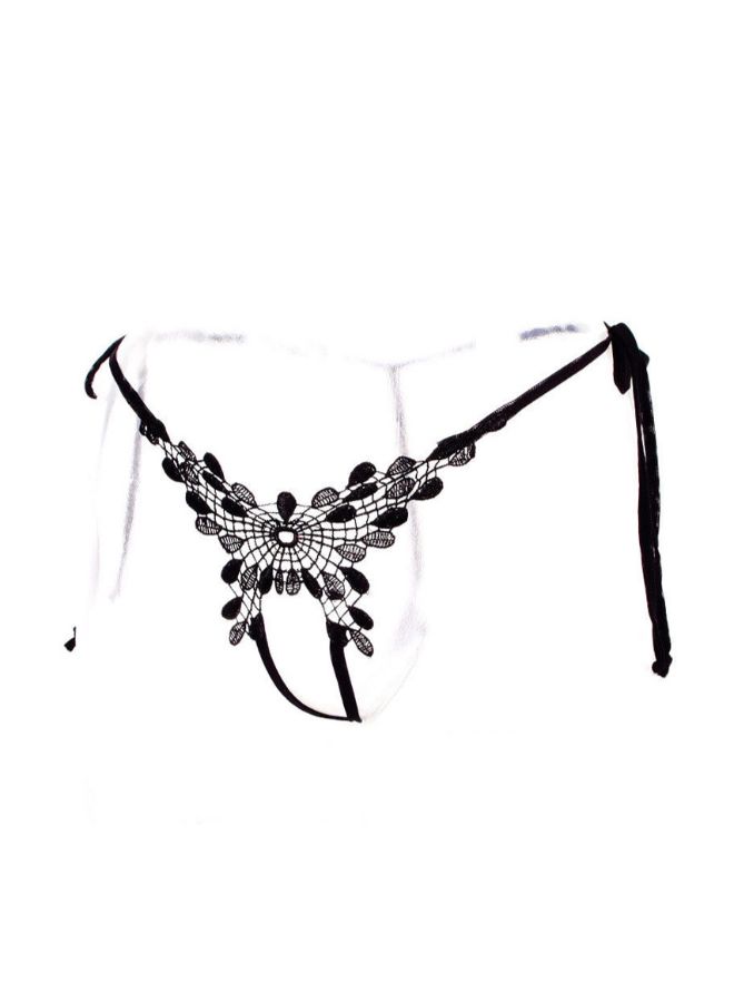 Generic - Temptation Open File Thong Black/Clear - Image 1