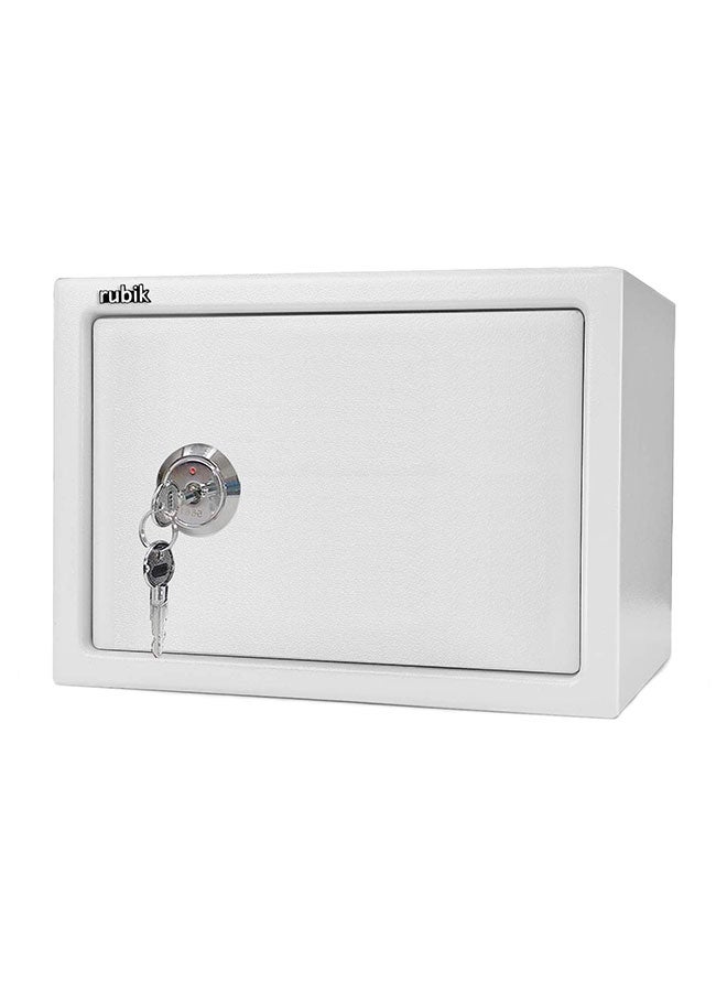 Rubik - Simple Security Safe Box With Key White 25 x 35 x 25cm - Image 1