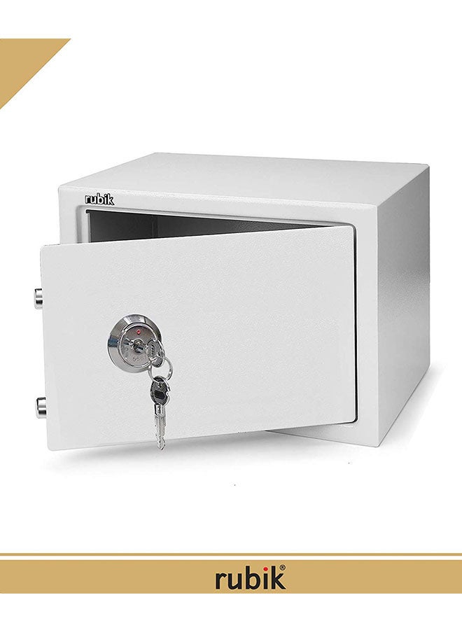 Rubik - Simple Security Safe Box With Key White 25 x 35 x 25cm - Image 1