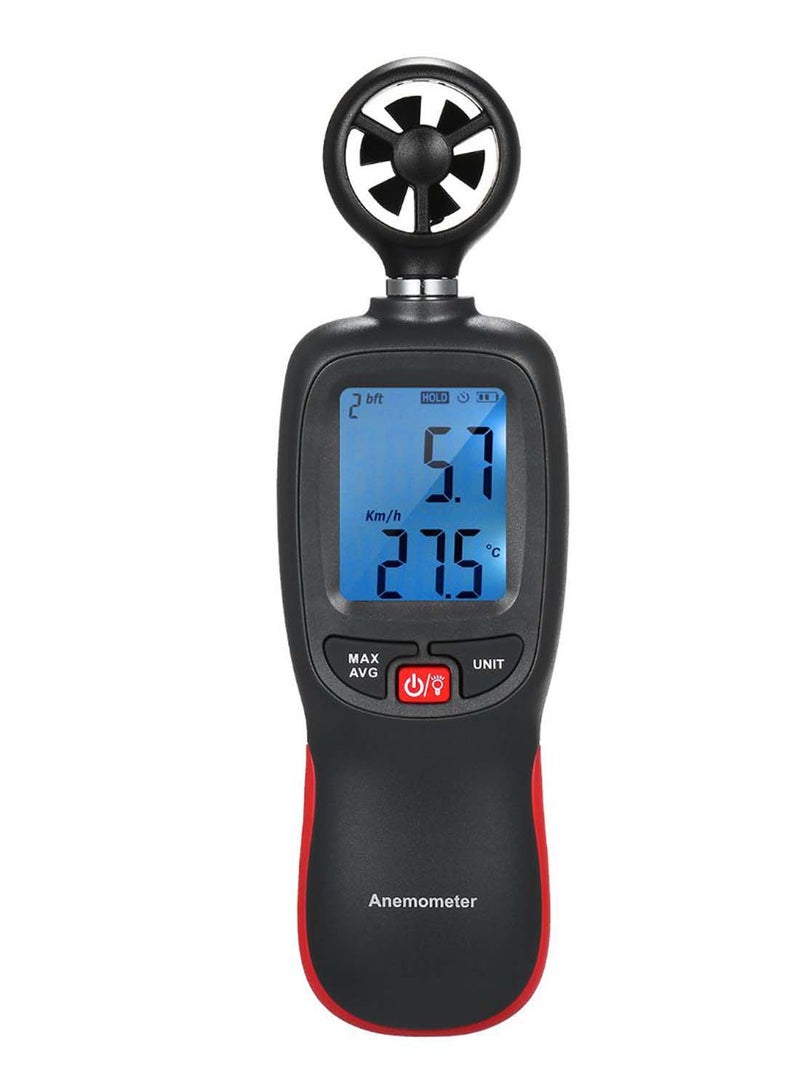 Generic Air Velocity Temperature Digital Handheld Anemometer Black/Red  - Image 1