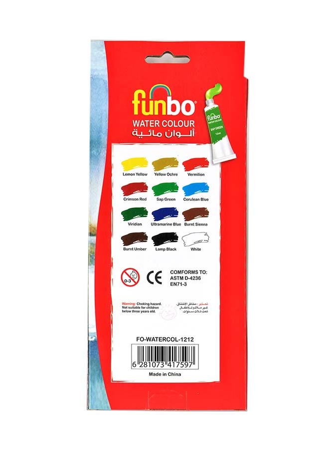 Funbo 12-Piece Water Colour Set 12 x12ml Multicolour - Image 3