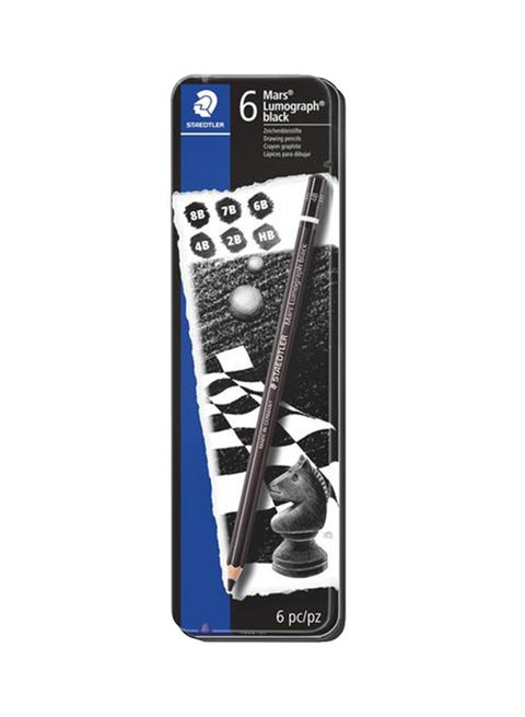 6-Piece Mars Lumograph Pencil Set Black