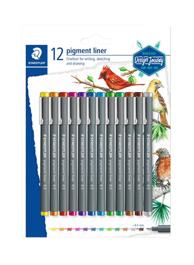 STAEDTLER - 12-Piece Pigment Liner Set Multicolour - Image 1