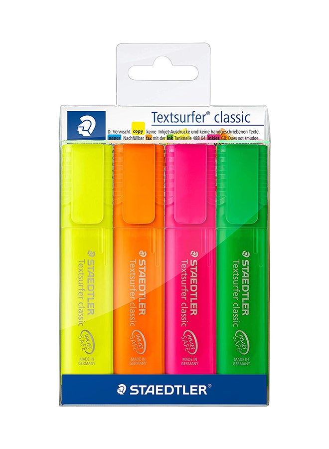 ستدلر مجموعة أقلام هايلايتر كلاسيكية مكونة من 4 أقلام متعدد الألوان - Image 1