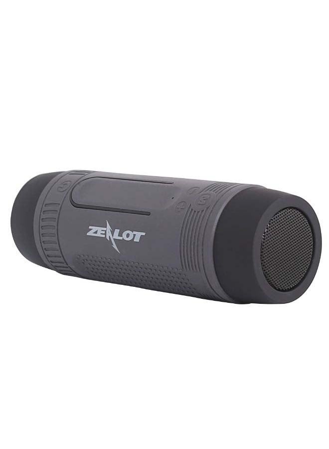Zealot - Portable Waterproof Bluetooth Speaker With Microphone Black/Grey - Image 1
